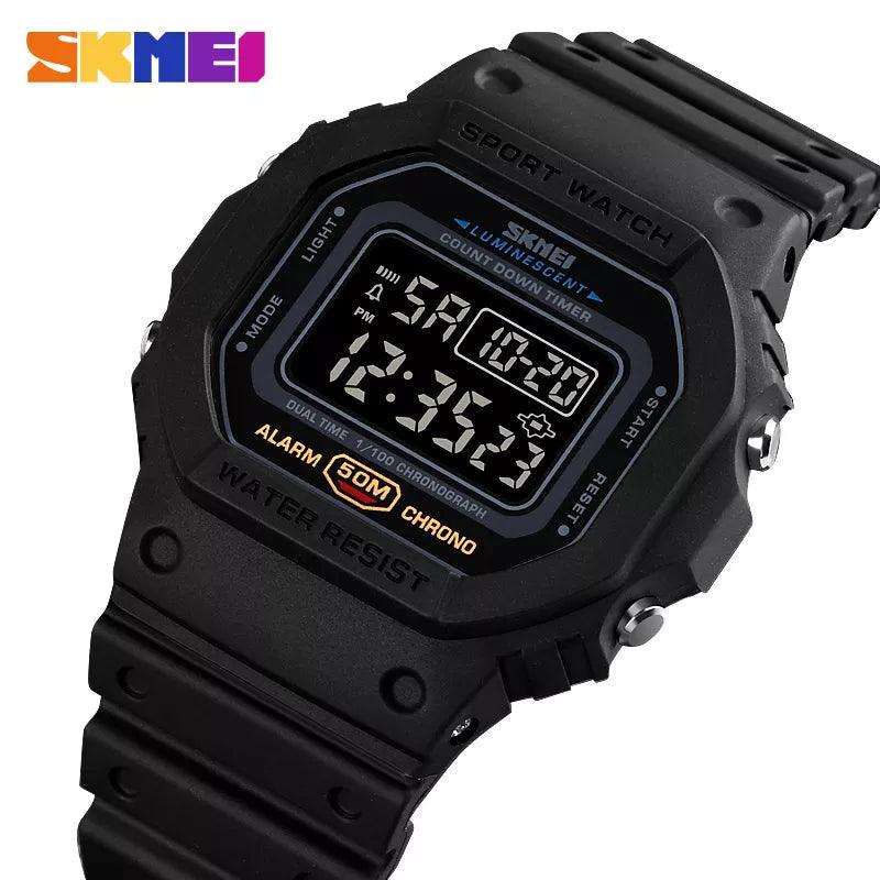 Retro Style SKMEI Multifunction Digital Sport Watch for Men with Dual Time Zones - Stylish Mens Wristwatch with Countdown Timer and Water Resistance  ourlum.com   