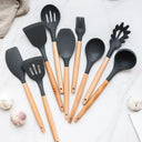 12-Piece Eco-Friendly Silicone Kitchen Utensils Set With Wooden Handles