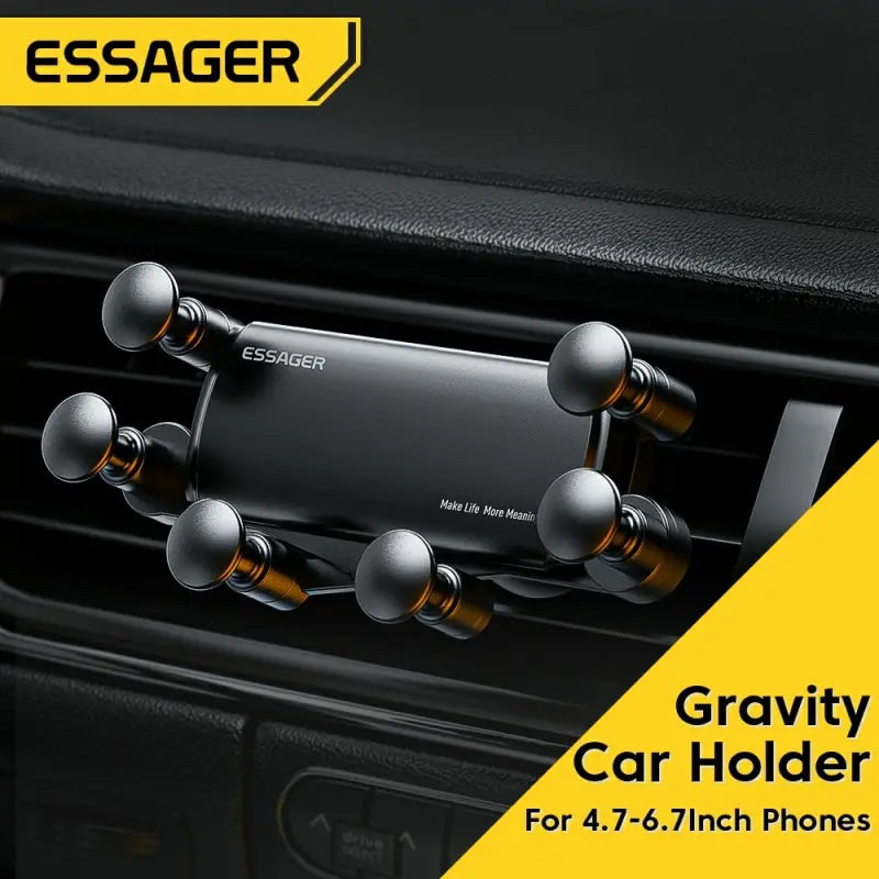EssagerUniversal Solid Fold Gravity Car Phone Holder with Air Vent Clip - Secure Smartphone Mount for Easy Driving  ourlum.com   