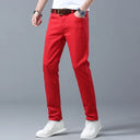 Men High Quality Pink Red Yellow Jeans Fashion Casual Classic Style Slim Fit Soft Trousers Male Brand Advanced Stretch Pants