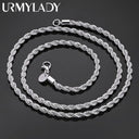 925 Sterling Silver Rope Chain Necklace Elegant Unisex Jewelry