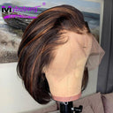 13x2 Highlight Straight Lace Front Bob Wig 10 Inch Remy Hair