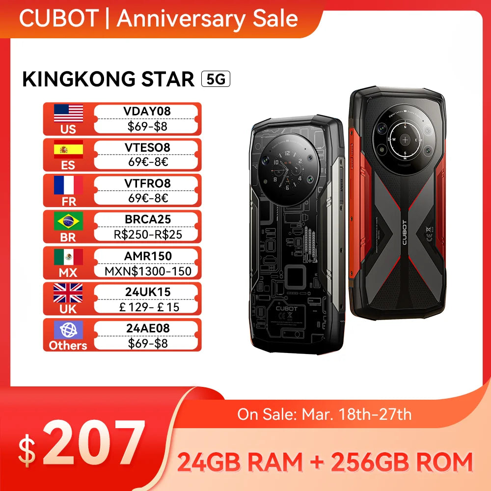 Ultimate Cubot KingKong Star 5G Rugged Smartphone: 24GB RAM, 256GB ROM, 6.78" 2K Screen, 100MP Camera, 10600mAh, 33W Charge, NFC  ourlum.com   