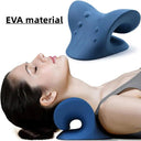 Neck Shoulder Stretcher Relaxer Cervical Chiropractic Traction Device Pillow for Pain Relief Cervical Spine Alignment Gift  ourlum.com DarkBlue EVA  