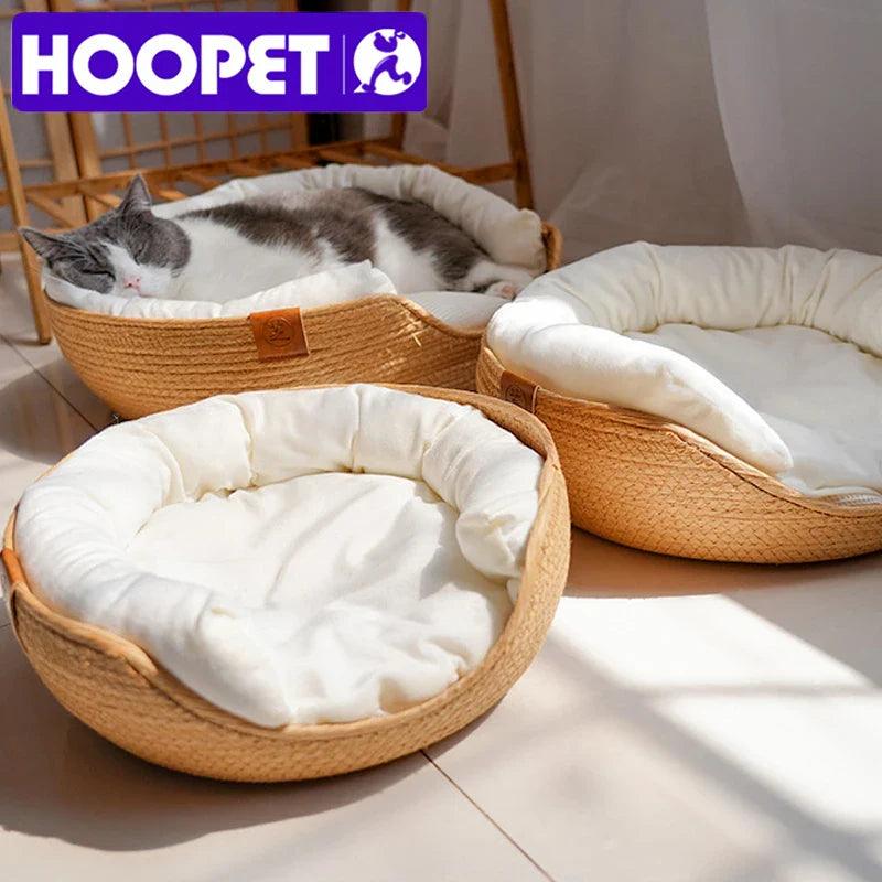 HOOPET Bamboo Weaving Pet Bed Kennel for Cat Dog Sofa - Cozy Nest  ourlum.com   