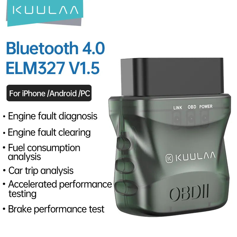 KUULAA OBD2 Bluetooth Car Diagnostic Tool for IOS Android PC - OBDII Reader  ourlum.com   