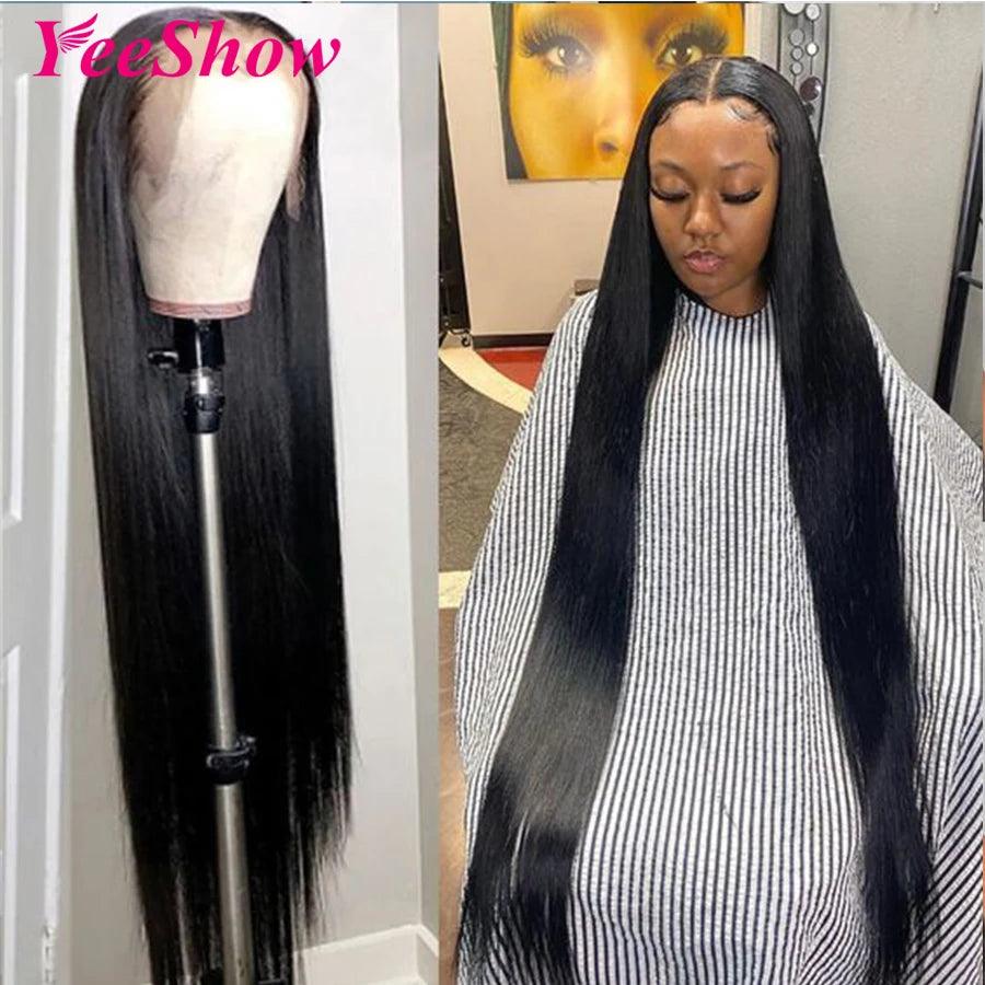 32 Inch Peruvian Remy Human Hair Lace Front Wig with Transparent HD Frontal  ourlum.com   