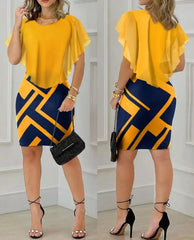 Geometric Print Ruffle Hem Mini Dress: Chic Summer Style Statement