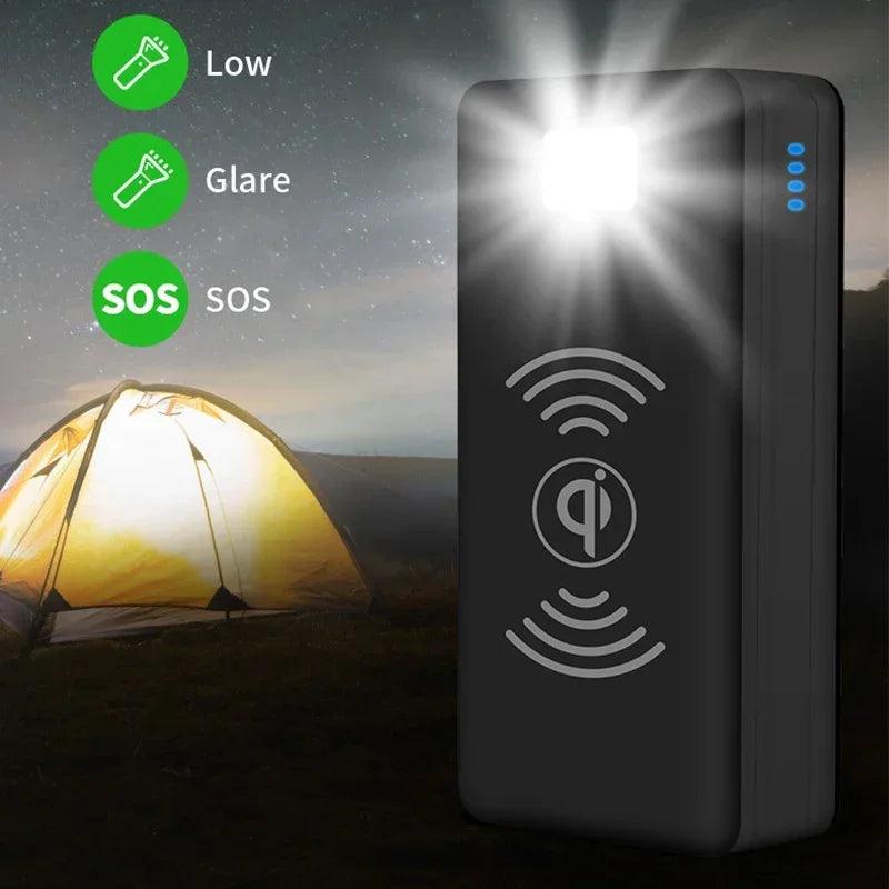 Massive 100000mAh Waterproof Solar Power Bank with Wireless Charging & Fast Charge Capability for Outdoor Adventures