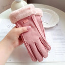 Women Winter Thick Plush Suede Touchscreen Gloves Mittens