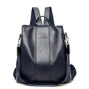 Anti-Theft Leather Backpack Women Vintage Shoulder Bag