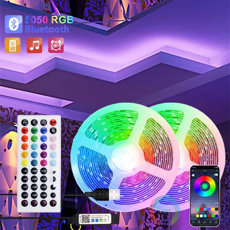 RGB LED Strip Lights with Bluetooth Music Sync and Smart Control - 10m 15m 20m 30m Lengths - Ideal for Room Decor and Ambiance Lighting  ourlum.com   