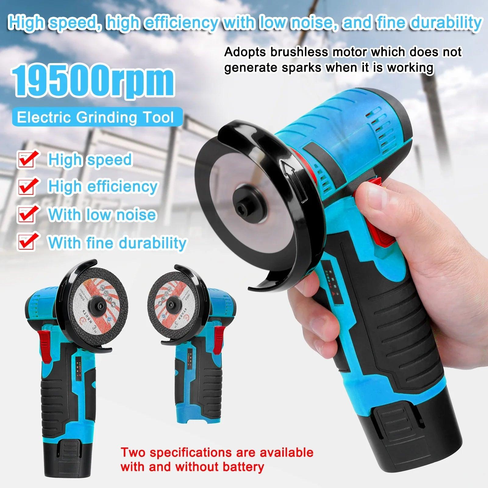 12V Cordless Electric Angle Grinder 800W 19500rpm Lithium Battery Mini Polishing Grinding Machine Diamond Cutting Power Grinder  ourlum.com   