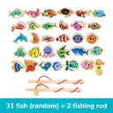 Wooden Magnetic Fishing Game: Educational Parent-Child Toy for Marine Life Exploration  ourlum.com 31 Fish  