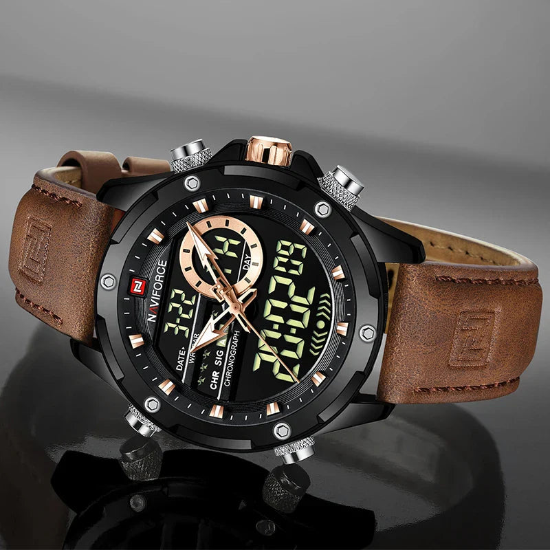 NAVIFORCE Military Watch: Stylish Waterproof Wristwatch, Dual Display Timekeeping  ourlum.com   