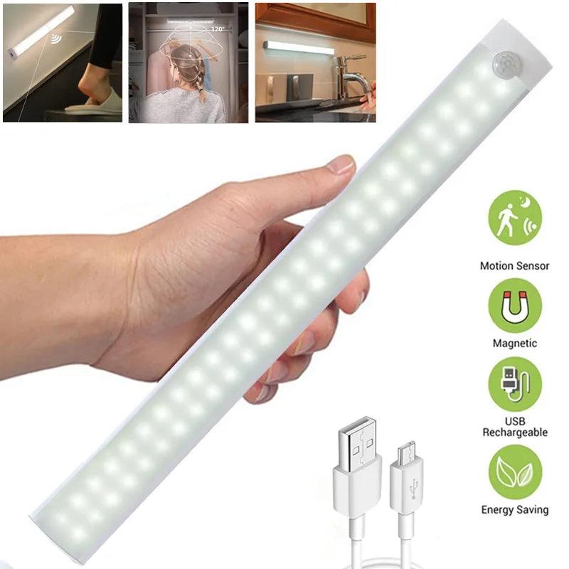 Motion Sensor LED Under Cabinet Night Light USB Rechargeable Closet Kitchen Bedroom Lamp  ourlum.com   