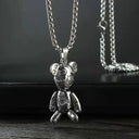 Actionable Graffiti Bear Necklace: Edgy Hip Hop Pendant for Men's Style  ourlum.com   