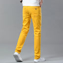 Men High Quality Pink Red Yellow Jeans Fashion Casual Classic Style Slim Fit Soft Trousers Male Brand Advanced Stretch Pants