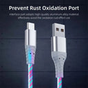 Flow Luminous LED USB Type C Fast Charging Cable for Samsung  OPPO Huawei iPhone - 3A Data Cord  ourlum.com   