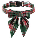 Cotton Christmas Snowflake Bow Dog Collar for Festive Holiday Style  ourlum.com Green Lattice S 2.0cmx40cm 