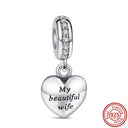 Crown Flowers Heart Silver Bead Charm Elegant Pandora Accessory