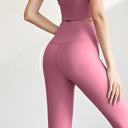 Sculpted Ribbed Yoga Leggings Fashionable High Waist Pants