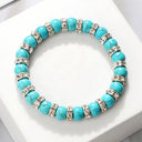 Blue Beaded Bracelet Charm Natural Stone Crystal Septa Stretch