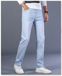 Brand Top Classic Style Men Light Blue Denim Trousers