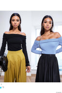 Buckthorn Off-Shoulder Knit Shirt Stylish Women's Fashion