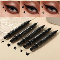 Butterfly Moon Stamp Eyeliner Duo: Quick Dry, Waterproof, Creative Makeup