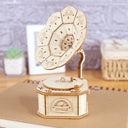 3D Wooden Gramophone Music Box Puzzles Kits for Teen Adults Construction Models Set Toys DIY Assembling Machnical Christmas Gift