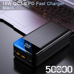 50000mAh High-Capacity Portable Power Bank with LED Flashlight for iPhone, Samsung, and Xiaomi Devices