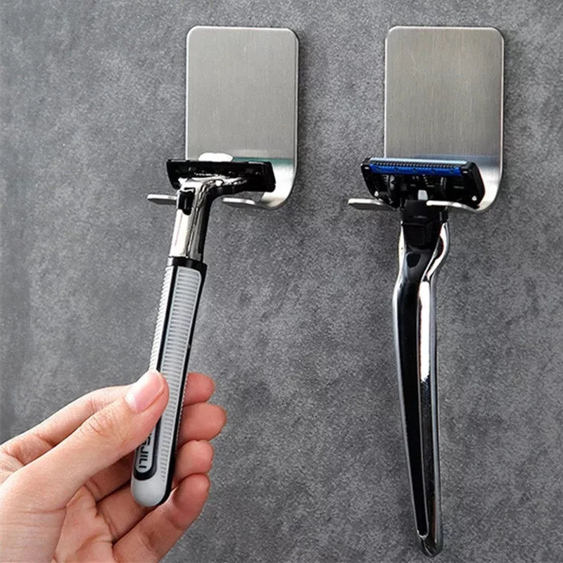 Stainless Steel Razor Holder Wall Organizer with Hooks  ourlum.com   