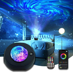 Galactic LED Star Projector Night Light for Gaming Rooms and Bedrooms - Smart App Control & Bluetooth Speaker