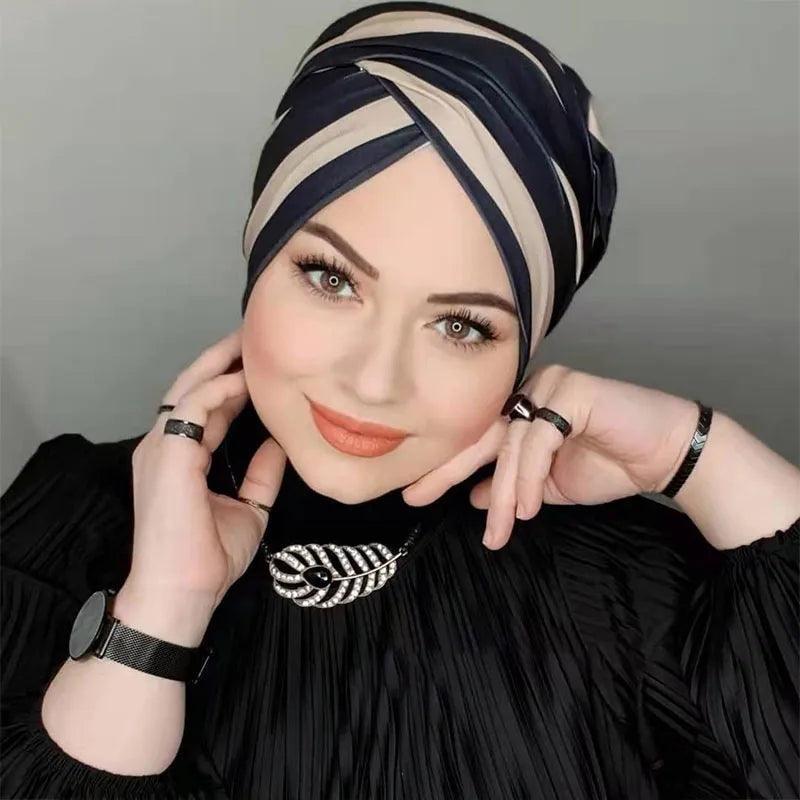 Modest Bubble Chiffon Hijab Cap with Modal Fabric - Versatile and Elegant Muslim Headwrap  ourlum.com   