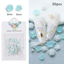 4.5g Acrylic Flower Nail Art Decoration Mixed Size White Rhinestones Silver Gem Manicure Tool Accessories For DIY Nail Design  ourlum.com 50Pc-SCH04  