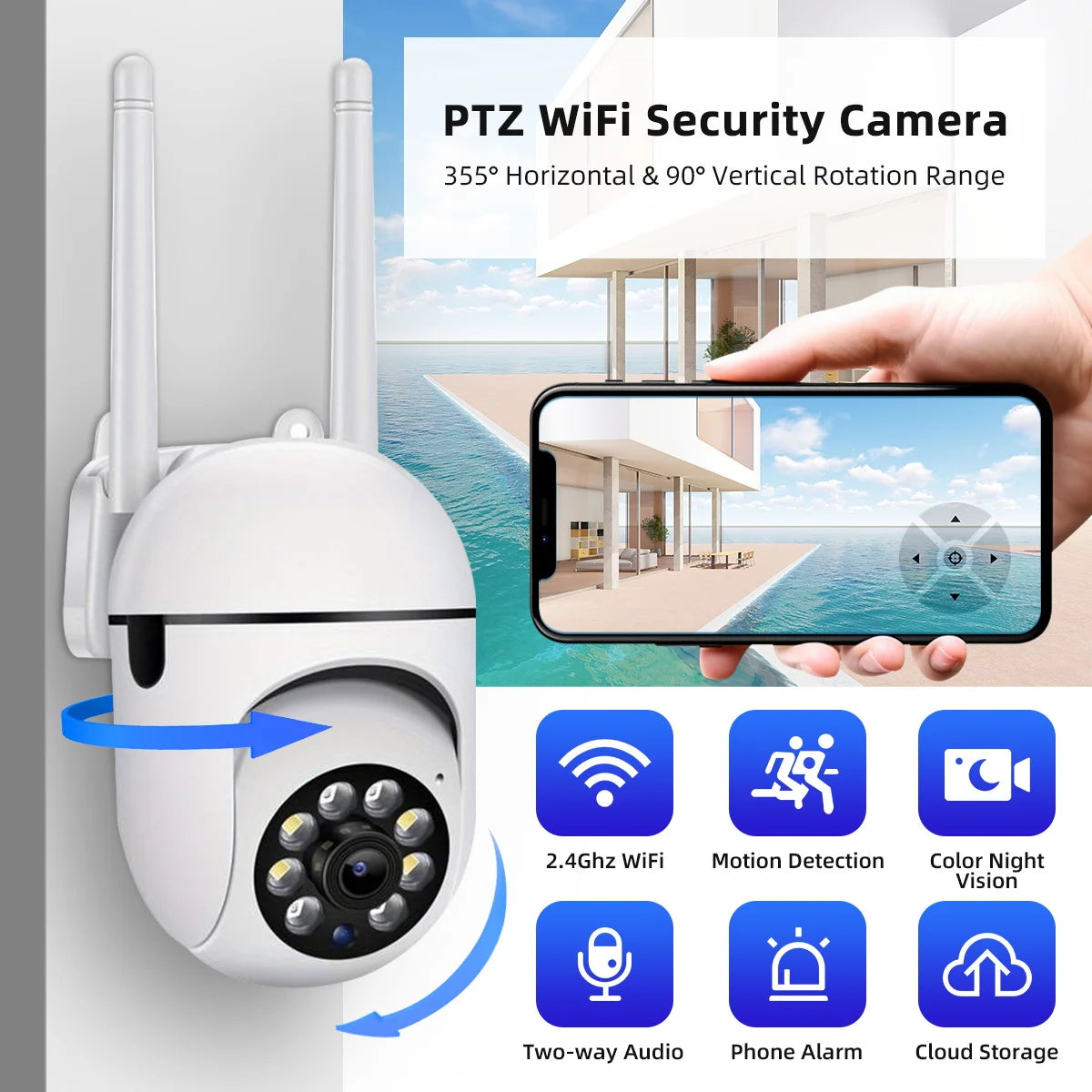 JOOAN 3MP PTZ IP Camera Color Night Auto Tracking CCTV IP WiFi Camera Security Camera Home Surveillance Camera Baby Monitor