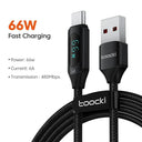 Toocki 100W PD Fast Charging Type C to Type C Cable with Display for  POCO F3 Realme Macbook iPad  ourlum.com 2m 66W A C Black 