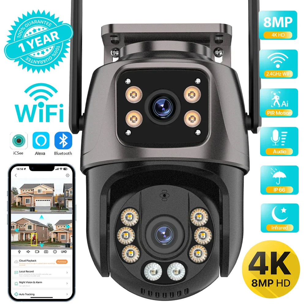 4K HD AI Auto Tracking Outdoor Security Camera: Ultimate Surveillance Experience  ourlum.com 4MP Add 32G Card EU plug 