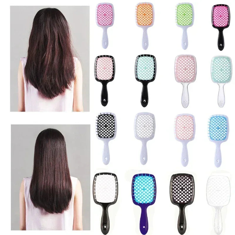 Hair Comb Wide Tooth Air Cushion Hollowing Out Brush Anti-tangle Static Detangling Tangled Hair Combs Salon Hairdressing Tools  ourlum.com   