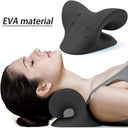 Neck Shoulder Stretcher Relaxer Cervical Chiropractic Traction Device Pillow for Pain Relief Cervical Spine Alignment Gift  ourlum.com Black EVA  