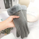 Women Winter Thick Plush Suede Touchscreen Gloves Mittens