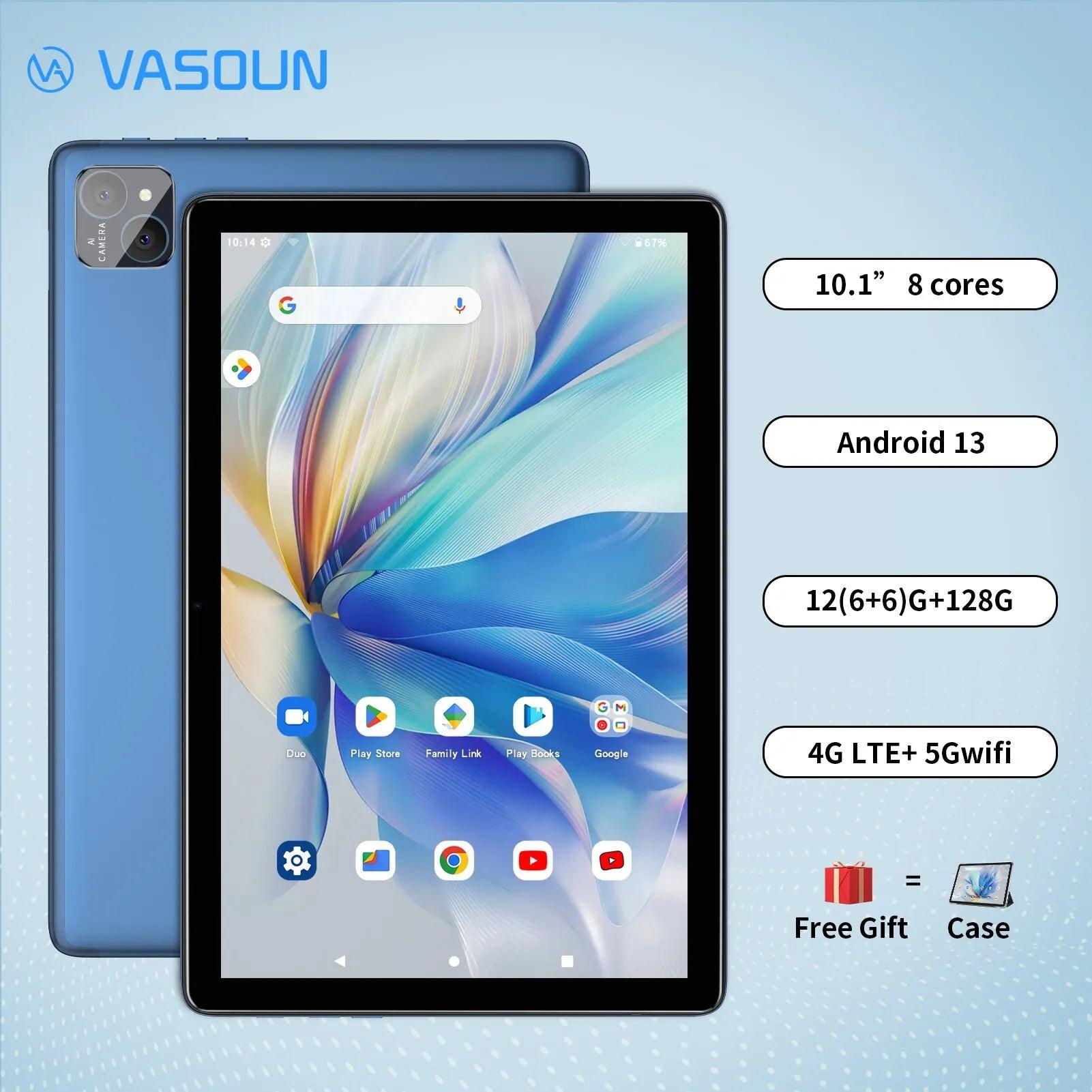 VASOUN Android Tablet: Octa Core, 128GB ROM, Dual SIM 4G Unlocked  ourlum.com   