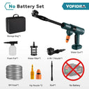 Yofidra 200Bar Brushless Electric Water Gun 6-in-1 Nozzles Car Cleaning Garden Watering Suit for Makita 18V Battery Spray Gun  ourlum.com No Battery france EU Plug