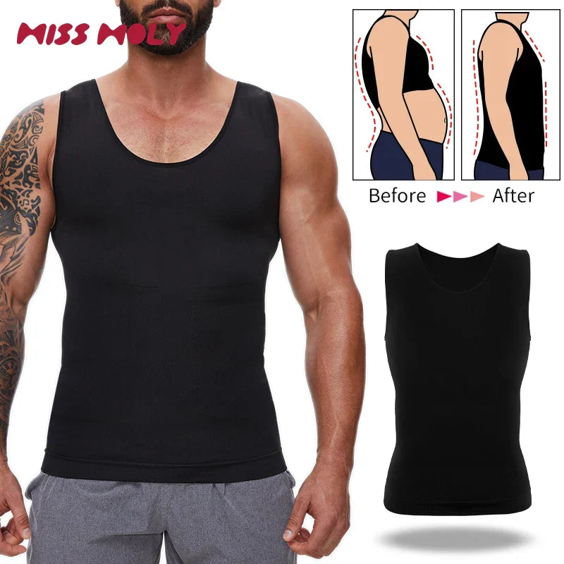 Men's Tummy Control Compression Shirt - Slimming Vest for Workouts & Daily Wear