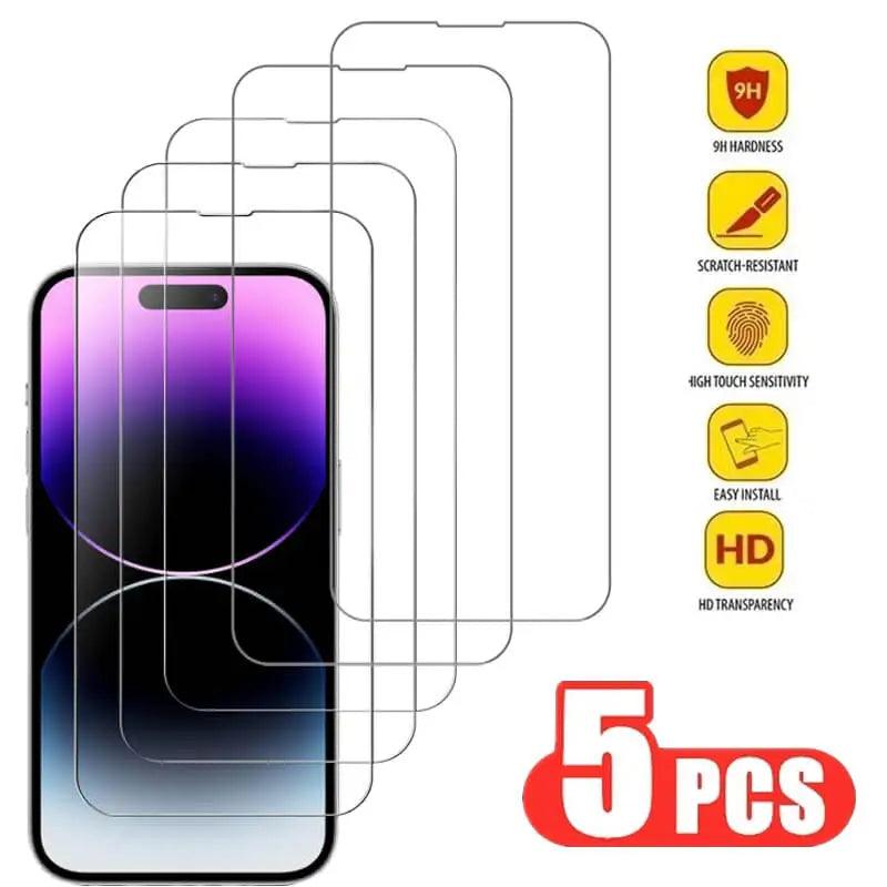 Crystal Clear Tempered Glass Screen Protector for iPhone 14 Pro 15 13 12 11 Pro Max - Ultimate Protection  ourlum.com 5pcs for iphone 15 pro Tempered Glass