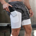 Camo 2-in-1 Quick-Dry Running Shorts for Gym and Fitness Workouts