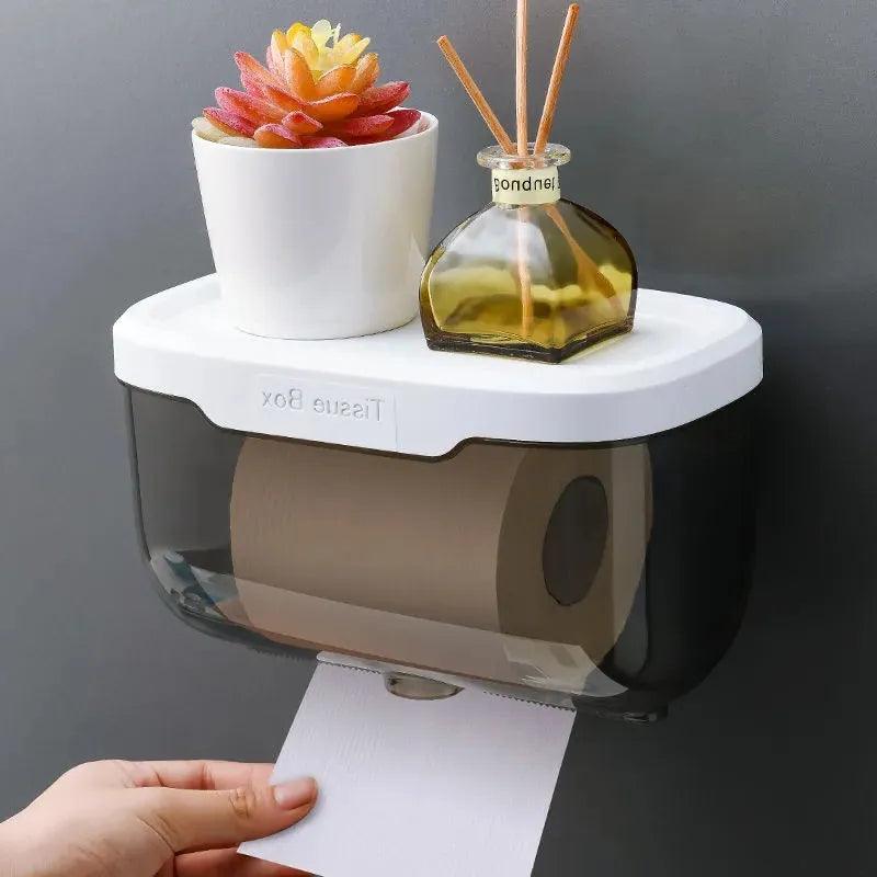 Wall Mount Toilet Paper Holder Shelf Storage Rack - Bathroom Supplies  ourlum.com   