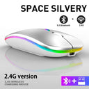 Wireless RGB Gaming Mouse: Ultimate Rechargeable Bluetooth Experience  ourlum.com silvery  