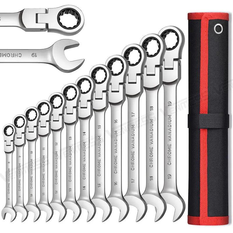 Chrome Vanadium Flex Head Ratchet Wrench Set: Durable, Efficient, Versatile & Reliable  ourlum.com   